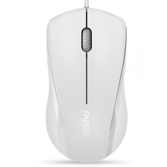 Picture of Rapoo N1600 3-Button Quiet Wired Mouse, 1000DPI Optical Mouse, Quiet Button, Ergonomic Shape, for Desktop Computers Laptops, Matte White