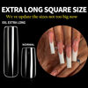 Picture of UNA GELLA Full Cover Nail Tips Square Gel Nails Tips 120 PCS No C Curve Nail Tips XXL Extra Long Nail Tips Full Cover Square Straight Tips No C Curved Fake Nails Tapered Square Nails For Acrylic Nails For Salon Home DIY with Box