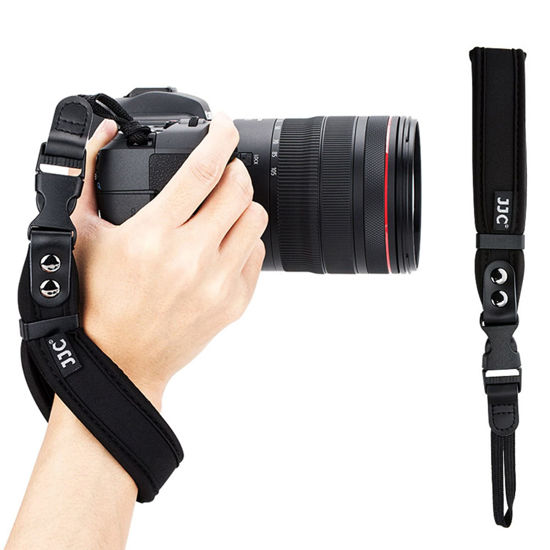 Picture of Soft Neoprene Camera Hand Wrist Grip Strap with Quick-Release for Leica Q3 Canon EOS R10 R7 R5 R6 Rebel T8i T7 T7i SL3 90D Sony A7 IV III Nikon Z30 Zfc Z50 Z5 Z6 Z7 II Fuji X-T4 X-S10 X-T30II X-Pro3