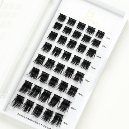 Picture of LANKIZ Cluster Lashes Natural Look, Individual Lashes Soft and Lightweight, 0.07mm 10-16mm Mix Reusable Wide Band Lash Cluster at Home - Style05 Volume