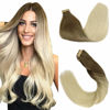 Picture of GOO GOO Tape in Hair Extensions 22 Inch Ombre Ash Brown to Platinum Blonde Remy Human Hair Extensions Straight 20pcs 50g Balayage Natural Real Human Hair Extensions Straight