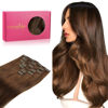 Picture of WENNALIFE 18 Inch 120g 7pcs Chocolate Brown Remy Clip in Hair Extensions Real Human Hair Double Weft