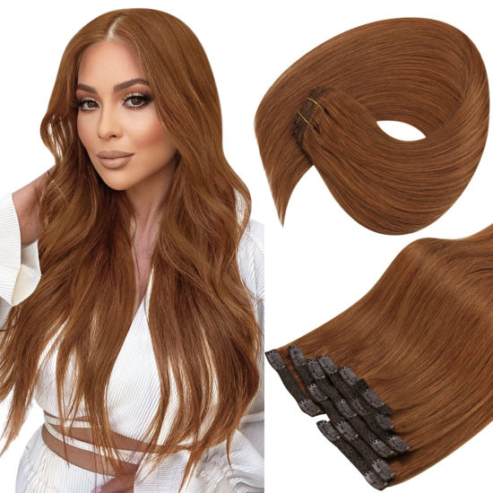 GetUSCart Sunny Clip In Hair Extensions Human Hair Copper Clip In