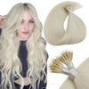 Picture of LAAVOO Platinum Blonde Nano Ring Hair Extensions Human Hair 50g/50s Long Hair Extensions Real Human Hair Nano Loop Hair Extensions 24 in