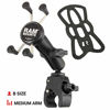 Picture of RAM MOUNTS X-Grip Small Phone Mount with RAM Tough-Claw Small Clamp Base RAM-B-400-HOL-UN7BU with Medium Arm for Motorcycle, ATV/UTV, Bike