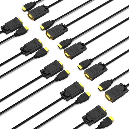 Picture of BENFEI 10 Pack HDMI to VGA 6 Feet Cable, Uni-Directional HDMI to VGA Cable (Male to Male) Compatible for Computer, Desktop, Laptop, PC, Monitor, Projector, HDTV, Raspberry Pi, Roku, Xbox and More