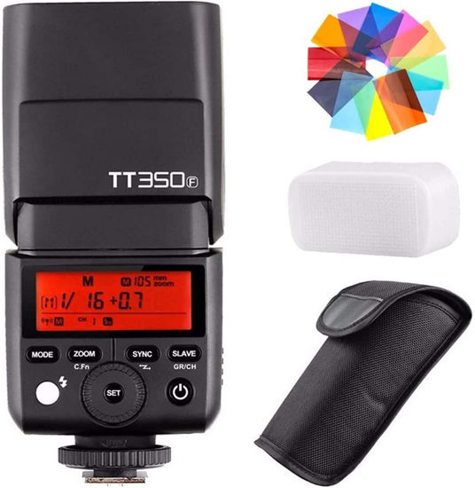 Picture of Godox TT350F 2.4G HSS 1/8000s TTL GN36 Camera Flash Speedlite for Fuji Cameras X-Pro2 X-T20 X-T2 X-T1 X-Pro1 X-T10 X-E1 X-A3 X100F X100T with EACHSHOT Color Filters