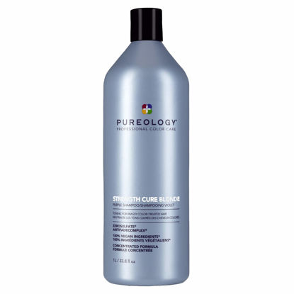 Picture of Pureology Strength Cure Blonde Purple Shampoo for Blonde & Lightened Color-Treated Hair, 33.8 Fl Oz