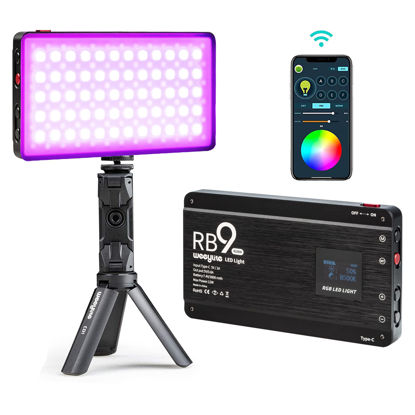 Picture of Weeylite RB9 Portable RGB Video LED Light with App Control, Built-in Battery 360°Full Color 29 Lighting Effects 2500K-8500K Fill Light Panel with Holder for Video Shooting,TikTok,Portrait,YouTube