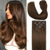 Picture of GOO GOO Hair Extensions Clip in Human Hair Chocolate Brown 18 Inch 7pcs 120g Remy Clip in Human Hair Extensions Thick Straight Real Hair Extensions