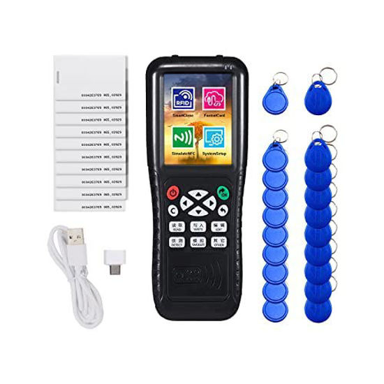 Picture of Rfid ID Card Reader Copier, IcopyX100 Rfid 125kHz ID Card Copier New Rfid Duplicator NFC Key Writer with Writable T5577 RFID Cards and Key Fob Tags Handheld RFID Reader for Door Access Control