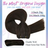 Picture of Sunny Sew in Hair Extensions Human Hair Dark Brown Sew in Extensions Hair Weft Bundles Darkest Brown Weft Hair Extensions Human Hair Glossy Double Weft Sew in Extensions 24inch 100g