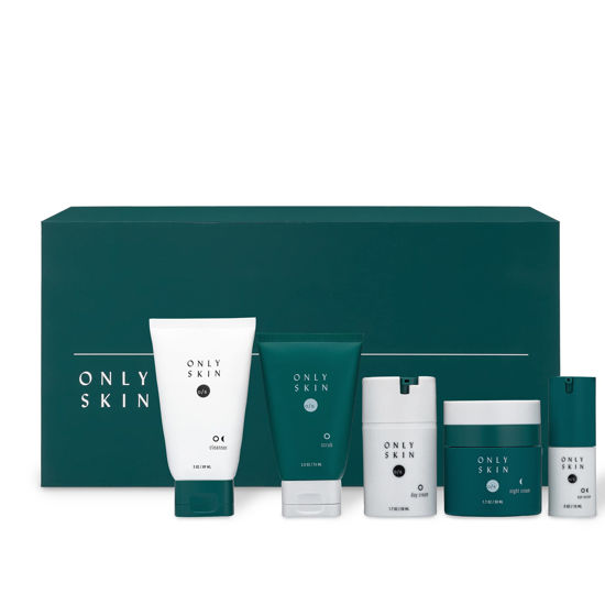 Picture of Only Skin, Men’s Premium Skin Care Kit, 5 Piece Skincare Kit, Men’s Skincare Routine Simplified, Clean & Powerful Skincare for the Modern Man - 5 Piece Premium Kit Includes: Facial Cleanser, Exfoliating Scrub, Moisturizing Day Cream, Renewing Night 