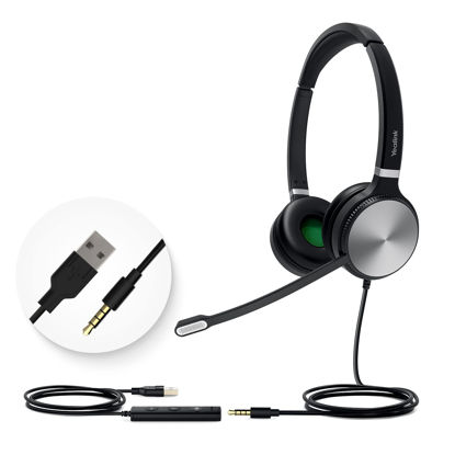 Picture of Yealink UH36 Professional Wired Headset - Telephone Headphones for Calls and Music, Noise Cancelling Headset with Mic for Computer PC Laptop（UC Compatible, Stereo,3.5mm Jack/USB Connection）