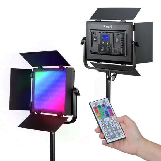 Picture of BASVI 50W RGB LED Video Light with Remote & APP Control, Dimmable Bi-Color Led Panel Light with 360°Full Color/3200-5600K/CRI 97+/16 Scene Modes for YouTube Studio Lighting Photography