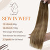 Picture of LAAVOO Weft Hair Extensions Sew in Human Hair Extensions 20inch Light Brown to Golden Brown Hand Tied Weft Hair Extensions Balayage Sew in Hair Extensions Weave Hair Extensions Bundles 100g