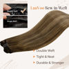 Picture of LAAVOO Weft Hair Extensions Sew in Human Hair Extensions 20inch Light Brown to Golden Brown Hand Tied Weft Hair Extensions Balayage Sew in Hair Extensions Weave Hair Extensions Bundles 100g