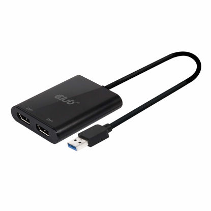 Picture of Club3D CSV-1477 USB 3.0 Type A to Dual Display Port 1.2 4K 60Hz External Graphics Video Adapter for Multiple Monitors