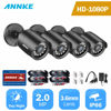 Picture of ANNKE 4 Pack 1080P HD TVI Home Security Camera Outdoor Indoor, 1920TVL, IP66 Waterproof, Night/Day Vision, Surveillance CCTV Bullet Camera