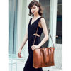 Picture of BROMEN Women Briefcase 15.6 inch Laptop Tote Bag Vintage Leather Handbags Shoulder Work Purses Oil Wax Brown