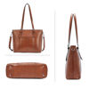 Picture of BROMEN Women Briefcase 15.6 inch Laptop Tote Bag Vintage Leather Handbags Shoulder Work Purses Oil Wax Brown