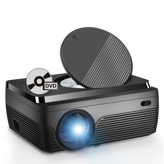 Picture of DVD Projector Portable Built in DVD Player HD 1080P Supported Movie Projector for Outdoor Use Compatible with HDMI, USB, AV, TF, VGA, TV Stick