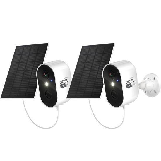 Picture of AOSU 2K Security Cameras Wireless Outdoor, Solar Camera for Home Security (White-2Pack)