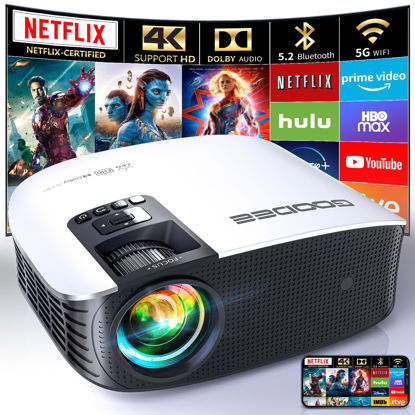 Picture of GooDee Smart Projector with 5G WIFI and Bluetooth Projector,FHD Outdoor Movie Projector with Netflix/Amazn Prime Video Certified,Home Theater Projector with Dolby Audio 4K Projector TV Stick USB Suppo