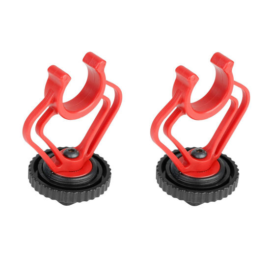 Picture of BOYA Dual Mount Brackets in Red & Black for by-MM1 Mini Cardioid Shotgun Microphone Mic (2 Pack) Replacement of by-MM1 Mount