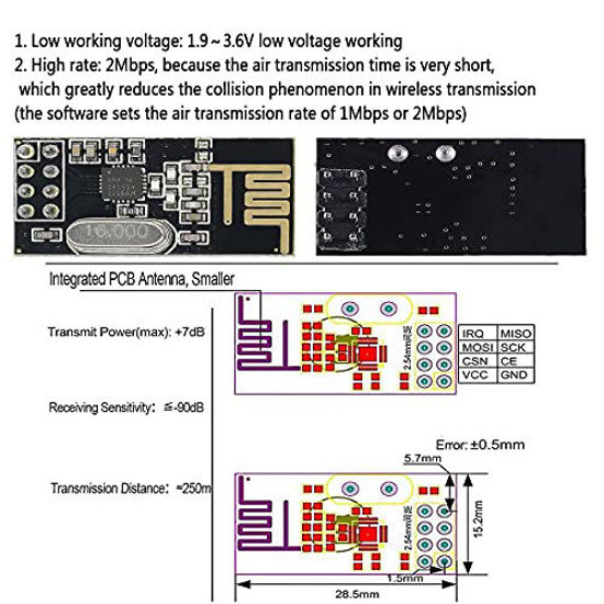 GetUSCart- DaFuRui 5PCS NRF24L01 Wireless Transceiver Module + 5PCS ...