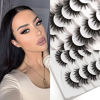 Picture of Veleasha False Eyelashes Wispy Faux Mink Lashes Fluffy Handmade Fake Eyelashes Natural Look 7 Pairs Pack Luxury Cat Eye Lashes (804)