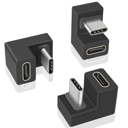 Picture of Poyiccot USB C U Shape Adapter, (3Pack) USB C 180 Degree Adapter, 10Gbps USB C to USB C Extension Adapter (Type-C 3.1 Gen 2) for Mobile Phone, Laptop