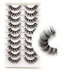 Picture of Veleasha Russian Strip Lashes with Clear Band Looks Like Eyelash Extensions D Curl Lash Strips 10 Pairs Pack (DT11)