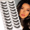 Picture of Veleasha Russian Strip Lashes with Clear Band Looks Like Eyelash Extensions D Curl Lash Strips 10 Pairs Pack (DT11)