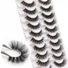 Picture of Veleasha Russian Strip Lashes with Clear Band Looks Like Eyelash Extensions D Curl Lash Strips 10 Pairs Pack (DT05)