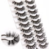 Picture of Veleasha Russian Strip Lashes with Clear Band Looks Like Eyelash Extensions D Curl Lash Strips 10 Pairs Pack (DT07)