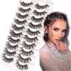 Picture of Veleasha Russian Strip Lashes with Clear Band Looks Like Eyelash Extensions D Curl Lash Strips 10 Pairs Pack (DT07)