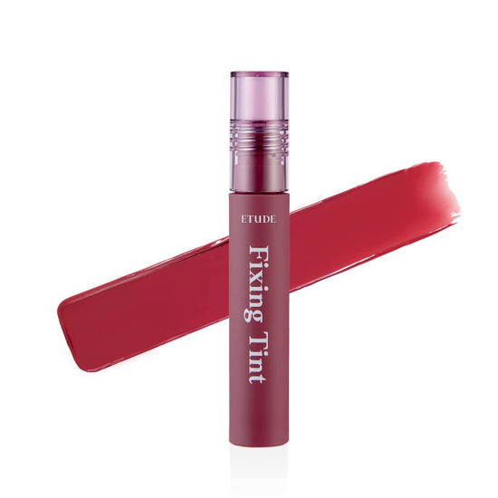 Picture of ETUDE Fixing Tint 4g | Long Lasting, High Pigmented Liquid Lipstick, Lip Stain, Waterproof, Lightweight matte finish, Full Coverage (#07 Cranberry Plum)