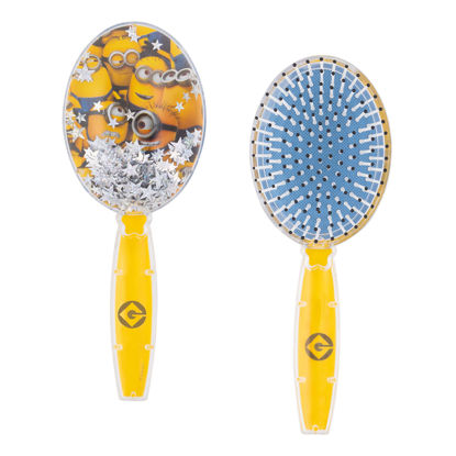 Picture of Minions Hair Brush with Magical Sparkling Stars Confetti Hair Brush - Kids Hair Brush Ages 3+