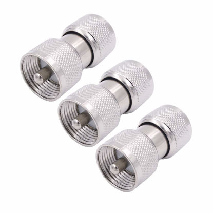 Picture of Fancasee (3 Pack) PL-259 / SO-239 UHF Male to Male Coax Coaxial Barrel Connector Adapter Coupler for CB Ham Radio HF VHF UHF Antenna Cable Cord Extension