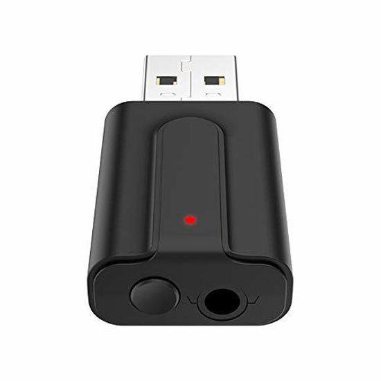 GetUSCart- lyndeluxe USB Bluetooth 5.0 Adapter 2 in 1, USB Bluetooth  Receiver/ Transmitter, Audio Adapter for Home/Car/Laptop Bluetooth Dongle,  AUX-in 3.5 mm Jack, Denoise HiFi Music (for Audio Use Only)