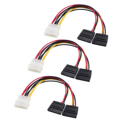 Picture of Cable Matters 3-Pack 4 Pin Molex to Dual SATA Power Y-Cable Adapter- 6 Inches