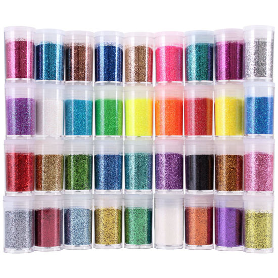 Ultra Fine Glitter 36 Assorted Colors Set, Holographic Glitter Powder for  Tumblers, Slime Epoxy Resin Arts and Crafts Glitter, Iridescent Cosmetic