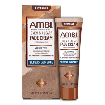 Picture of Ambi Even & Clear Advanced Fade Cream, Hydroquinone-free, Hyperpigmentation Treatment, Stubborn Dark Spot Corrector, Results In As Little 2-3 Weeks, Niacinamide, Licorice Root Extract, PHA, 1 Fl Oz