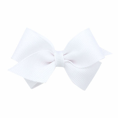 Picture of Wee Ones Girls' Classic Grosgrain Hair Bow on a WeeStay No-Slip Hair Clip with Plain Wrap, Wee, White