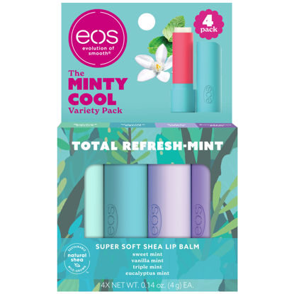 Picture of eos Super Soft Shea Lip Balm Sticks - Minty Cool Variety Pack | Long-Lasting Hydration | Lip Moisturizer | 4 Lip