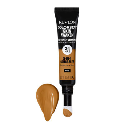 Picture of Revlon ColorStay Skin Awaken 5-in-1 Concealer, Lightweight, Creamy Longlasting Face Makeup with Caffeine & Vitamin C, For Imperfections, Dark Circles & Redness, 076 Caramel, 0.27 fl oz