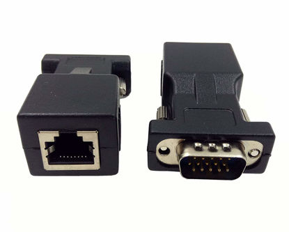 Picture of Halokny VGA Extender Over Ethernet Adapter, VGA 15 Pin Male to CAT5 CAT6 RJ45 Female Network Cable Extender Connector Adapter(2-Pack)