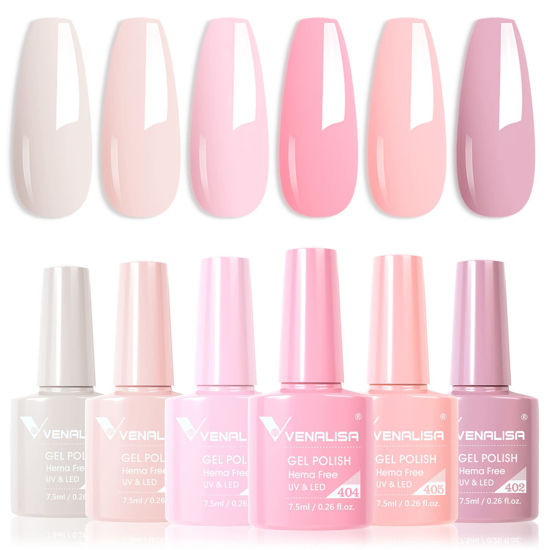 Picture of VENALISA Hema-Free Pink Gel Nail Polish Set- 6 Colors Popular Nude Pink Gel Polish Kit, Soak Off LED Nail Lamp Light Pink Gel Manicure Kit DIY at Home Salon Gifts for Women Girls