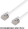 Picture of 15FT Telephone Extension Cord Cable, Landline Phone Line Wire with RJ11 6P4C Plugs, Includes Cable Clips - White - 2 Pack